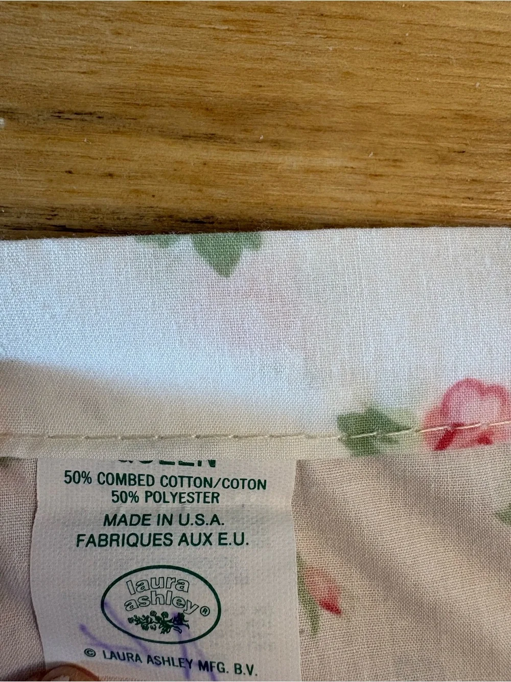 Vintage Laura Ashley Pink and Green Rose Print fitted/flat sheet set